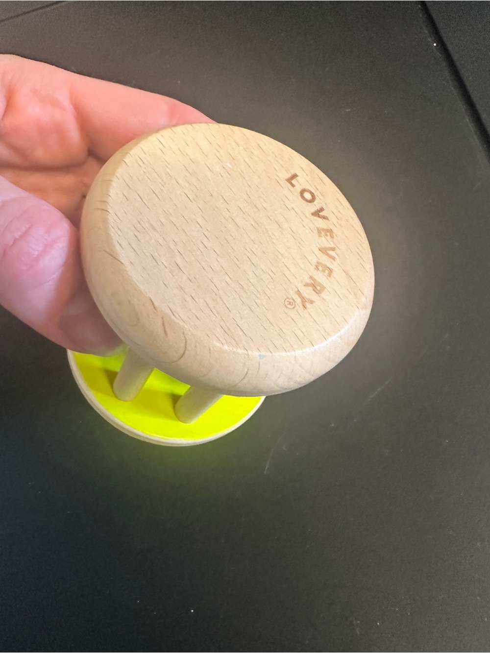 Lovevery Wooden Hand Rattle with bell inside